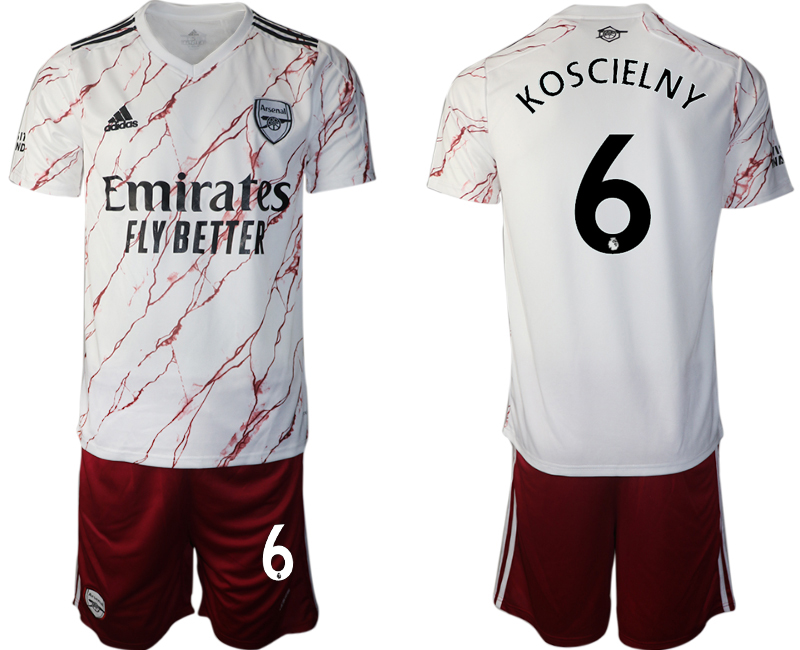 Men 2020-2021 club Arsenal away #6 white Soccer Jerseys